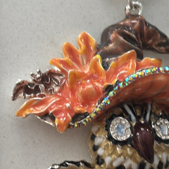 Kirks Folly Whimsical Witchy Owl On Pumpkin Silver Tone Adjustable Necklace - Picture 4 of 14